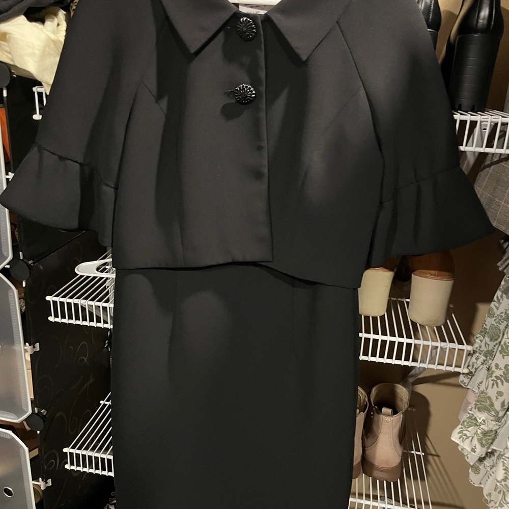 Elegant Black Dress with Capelet